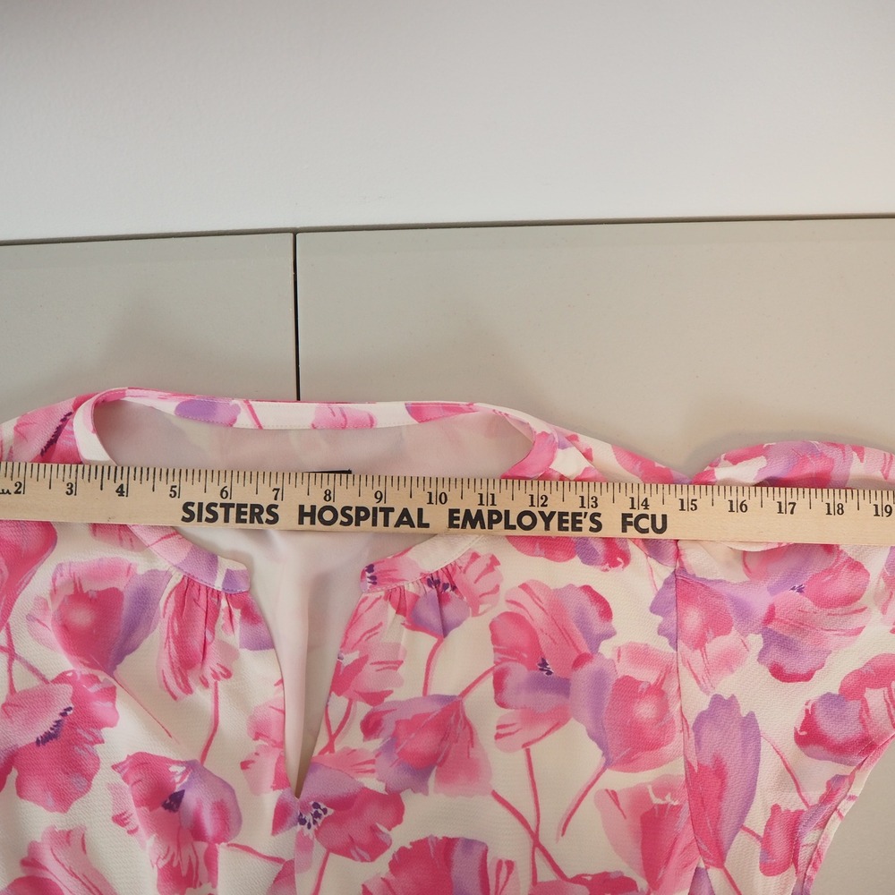 Talbots Spring Poppies Pink Floral Dress Women's Size 16 Romantic Flutter Art - Picture 6 of 11